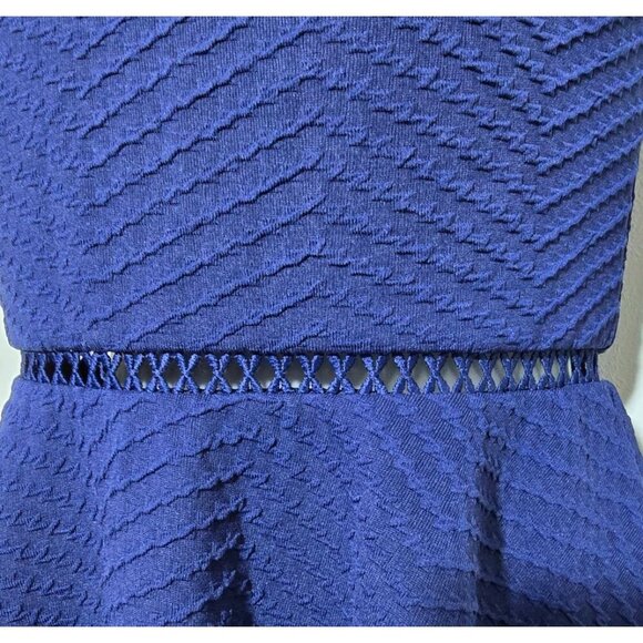 City Studio Dress 1 Blue Cut Out Trim Textured Knit Classic Short Sleeve Womens - Picture 16 of 16